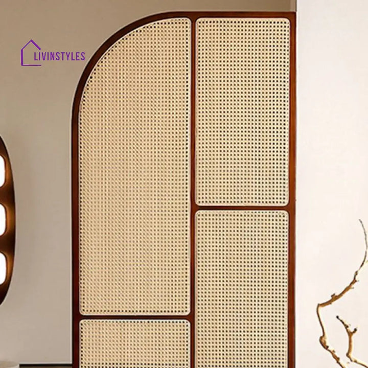 Sienna Wooden and Cane Weaving Room Partition for Living Room