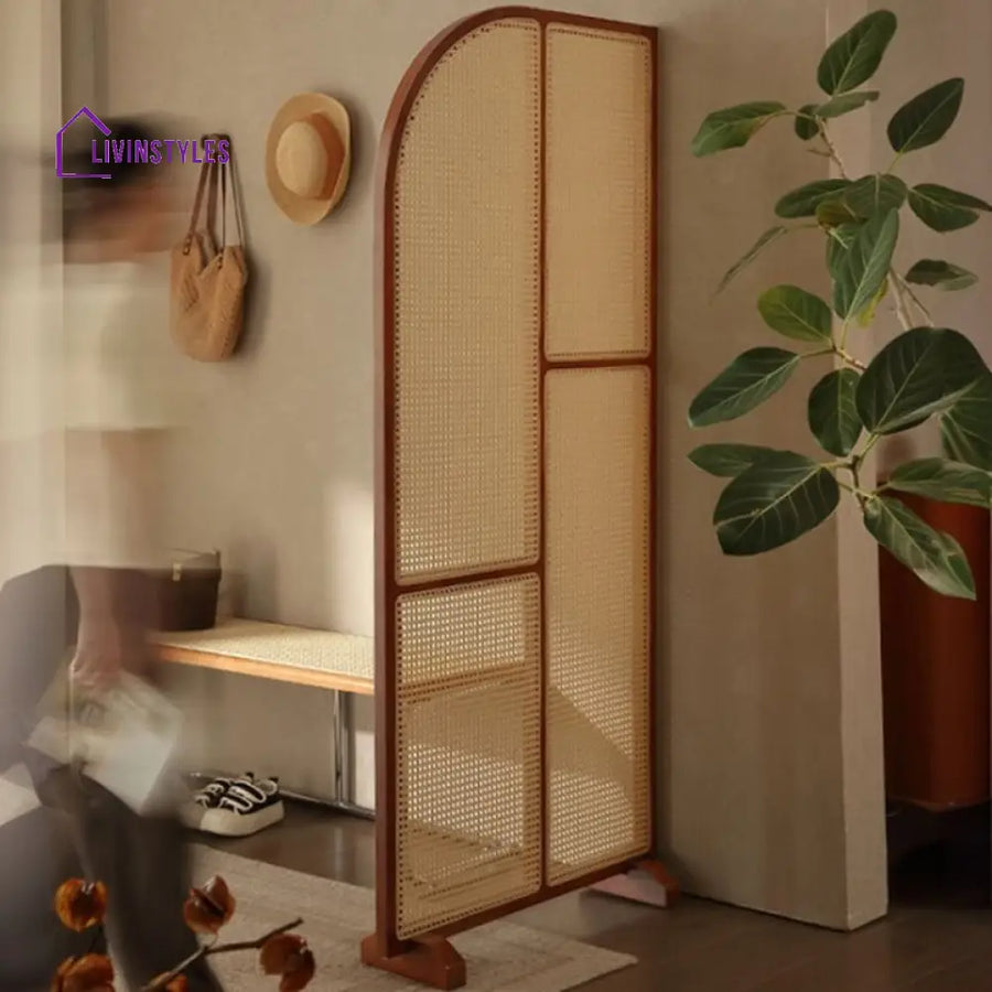 Sienna Wooden and Cane Weaving Room Partition for Living Room