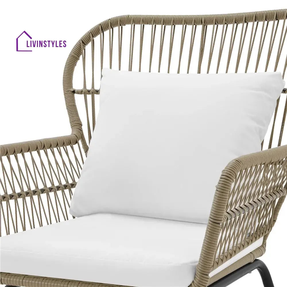 Sigma Outdoor Patio Seating Set 2 Chairs and 1 Table Set (Cream) - Coffee Table Sets