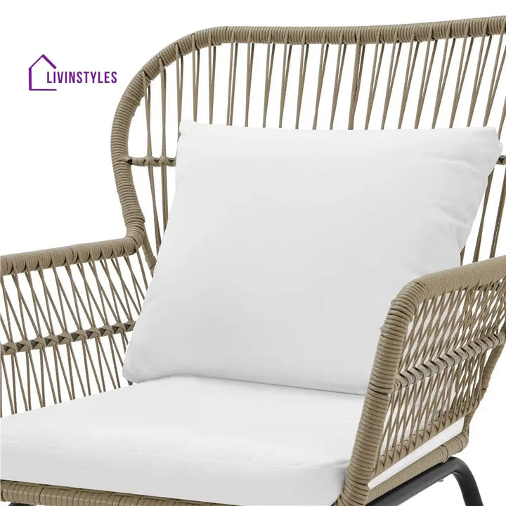 Sigma Outdoor Patio Seating Set 2 Chairs and 1 Table Set (Cream) - Coffee Table Sets