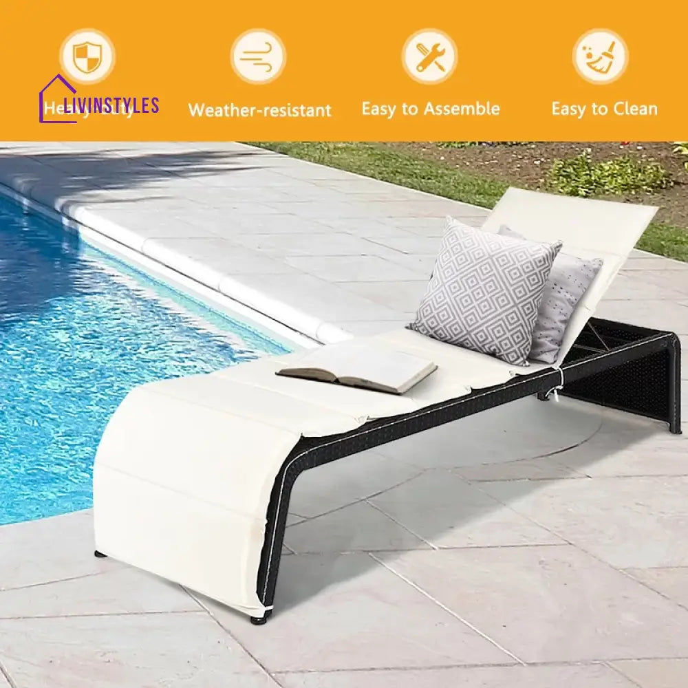 Sike Outdoor Swimming Poolside Lounger (Black) - Loungers
