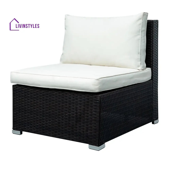 Silas Outdoor Garden Balcony Sofa Set 5 Seater Single seater With 1 Ottoman and 1 Center Table Set (Black + White)