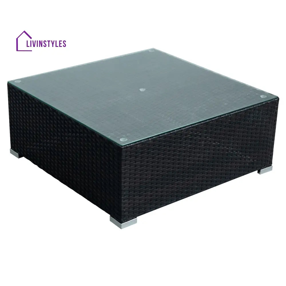 Silas Outdoor Garden Balcony Sofa Set 5 Seater Single seater With 1 Ottoman and 1 Center Table Set (Black + White)
