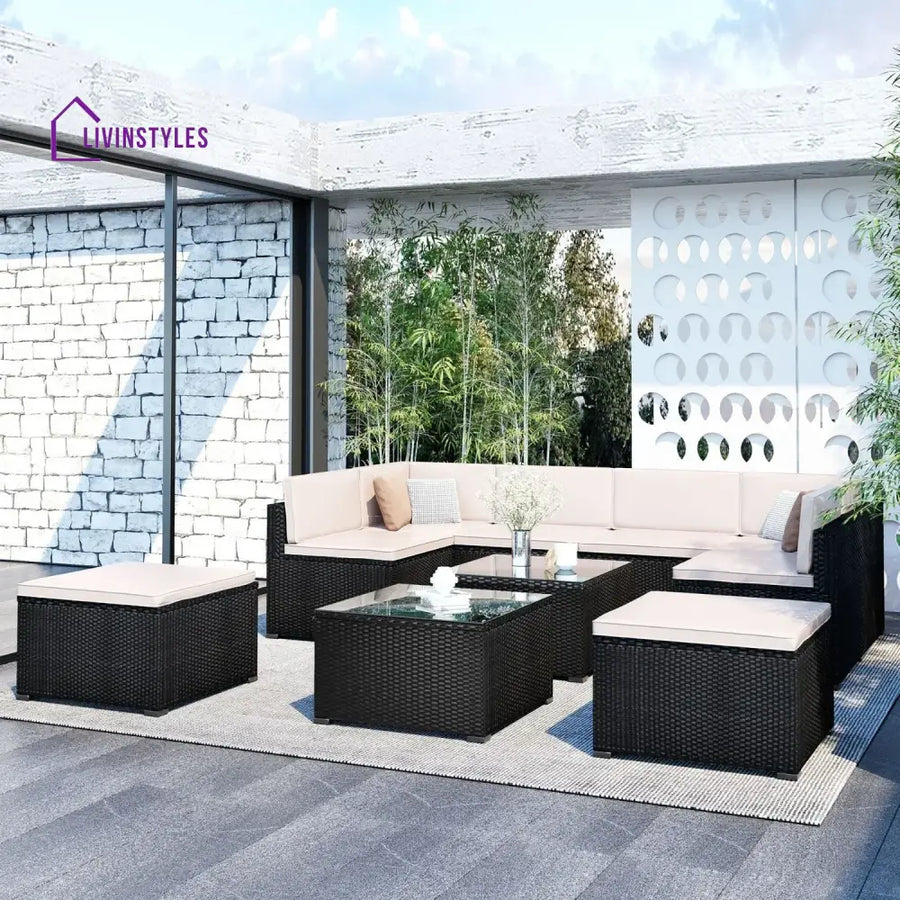 Silvia 8 Pieces Sectional Wicker Furniture Set - Sofa Set