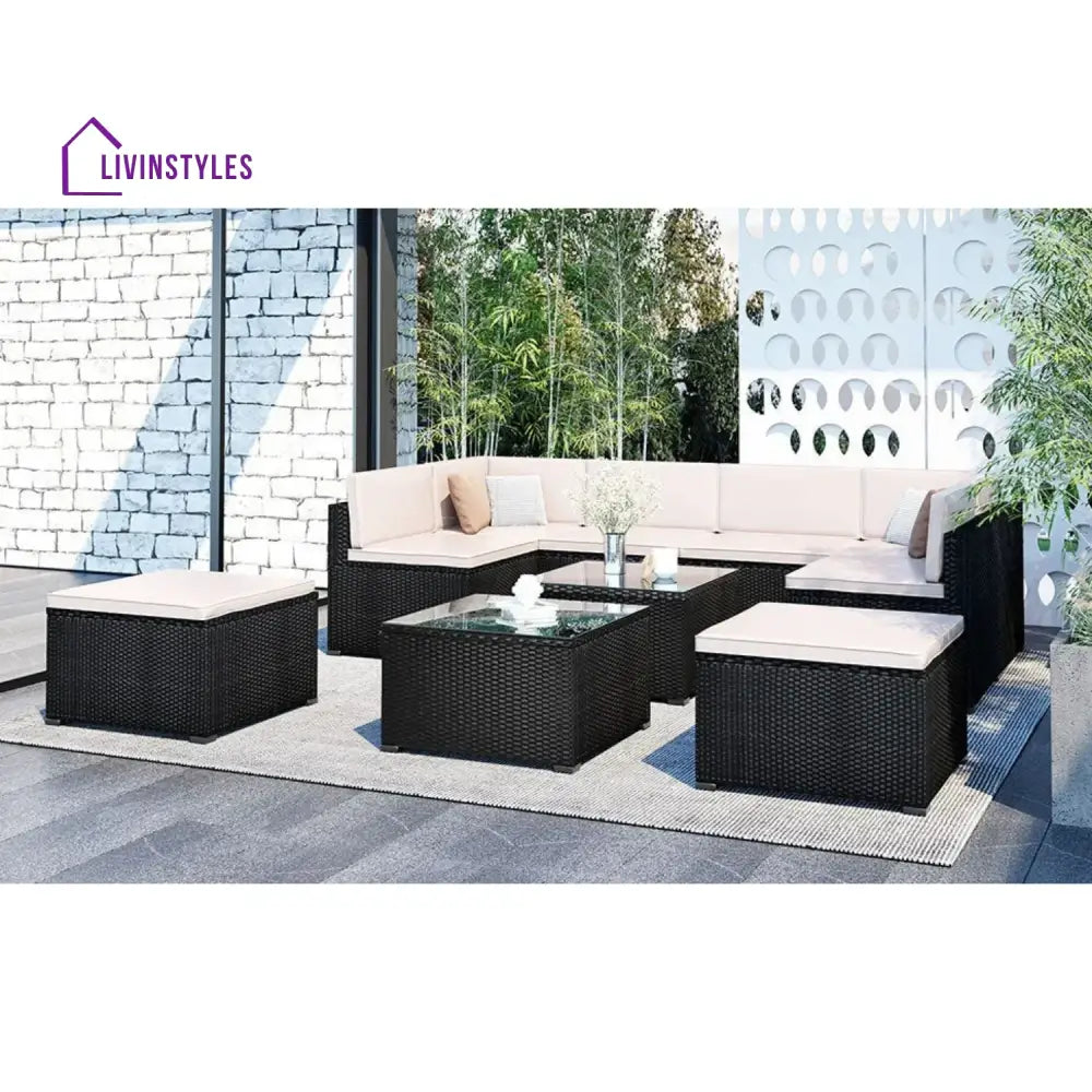 Silvia 8 Pieces Sectional Wicker Furniture Set - Sofa Set