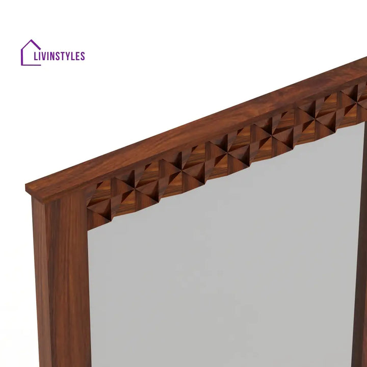 Silvia Solid Sheesham Wood Console With Mirror Dresser