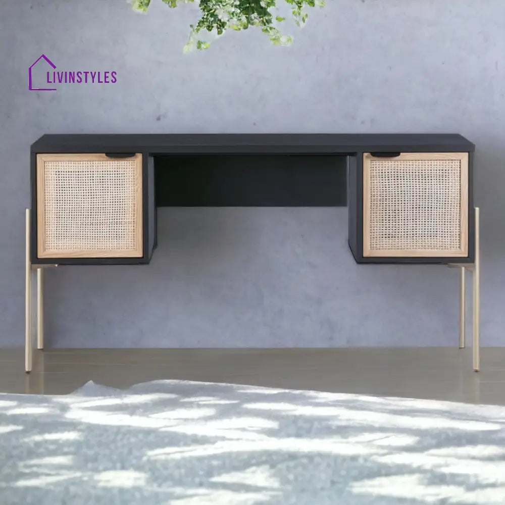 Jedi Mango Wood & Rattan Iron Console Table