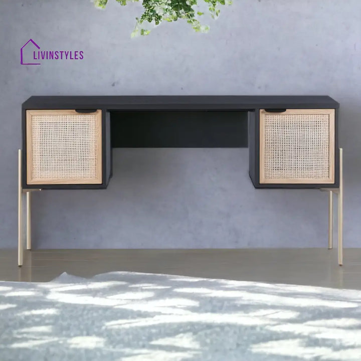 Jedi Mango Wood & Rattan Iron Console Table
