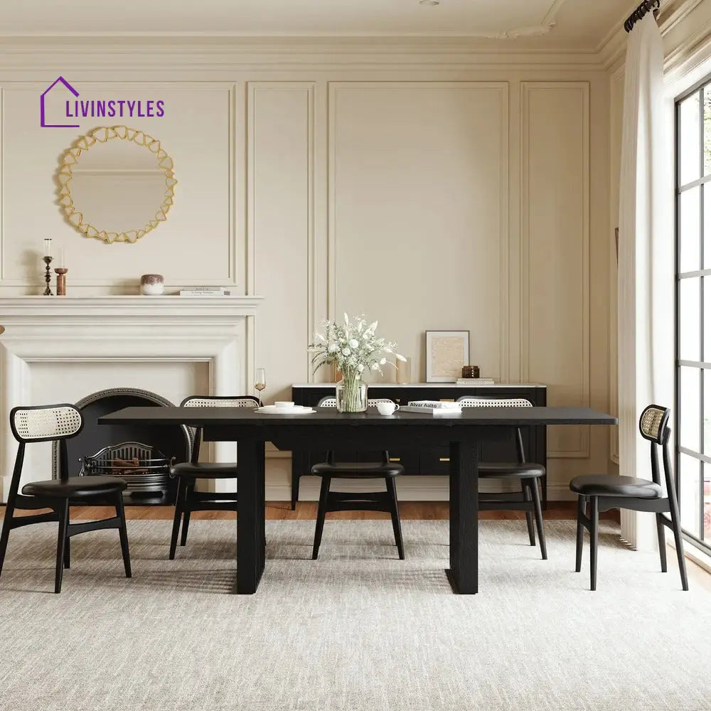 Sima Solid Wood Extendable Dining Table Set - 6 Seater Dining Table Set