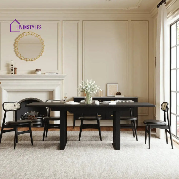 Sima Solid Wood Extendable Dining Table Set - 6 Seater Dining Table Set