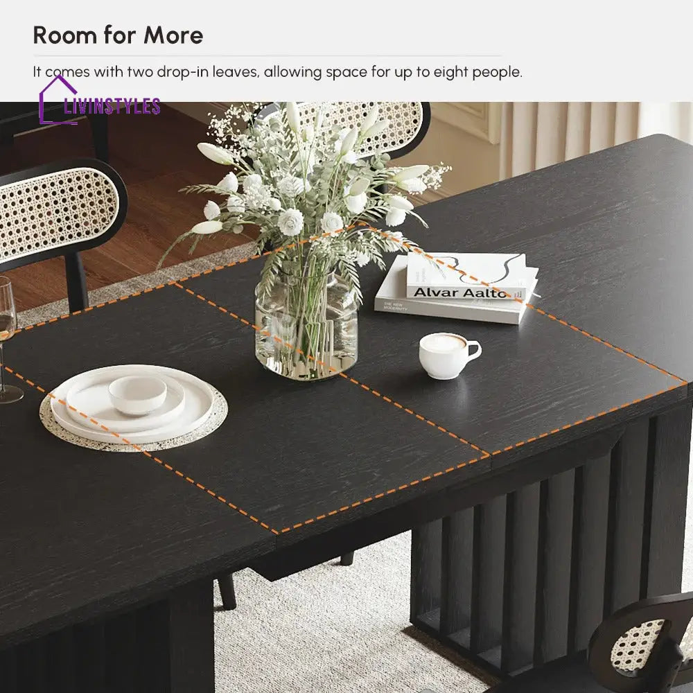 Sima Solid Wood Extendable Dining Table Set - 6 Seater Dining Table Set