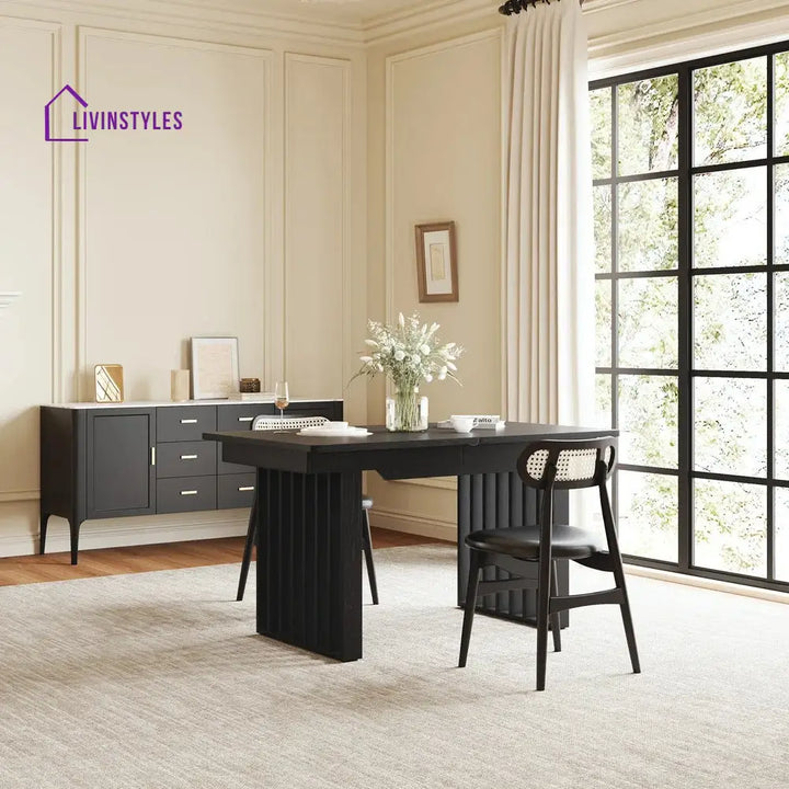 Sima Solid Wood Extendable Dining Table Set - 6 Seater Dining Table Set