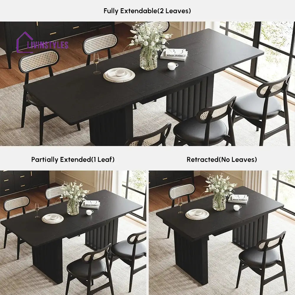 Sima Solid Wood Extendable Dining Table Set - 6 Seater Dining Table Set