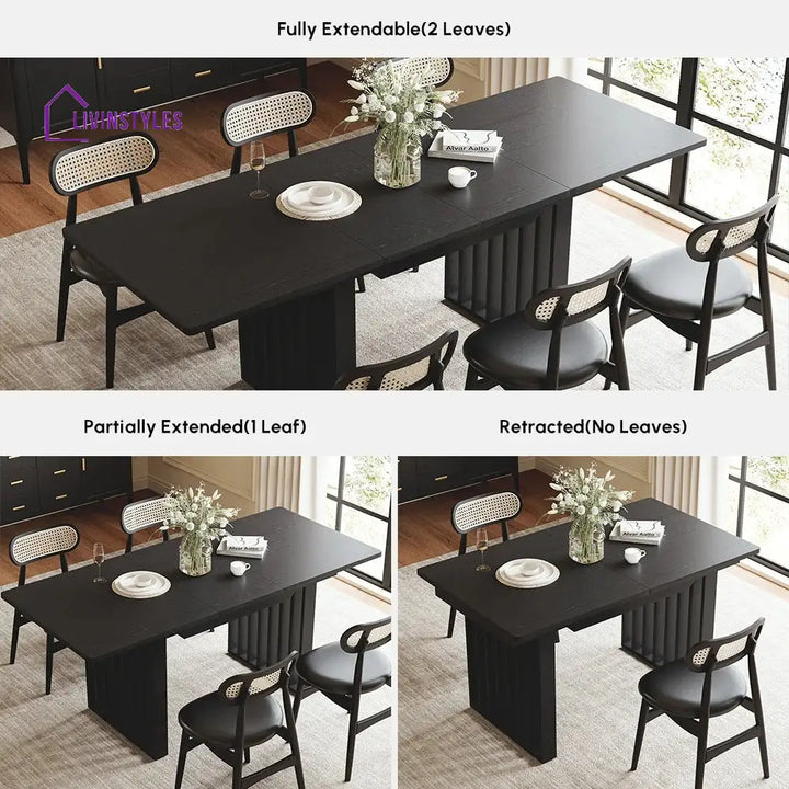 Sima Solid Wood Extendable Dining Table Set - 6 Seater Dining Table Set
