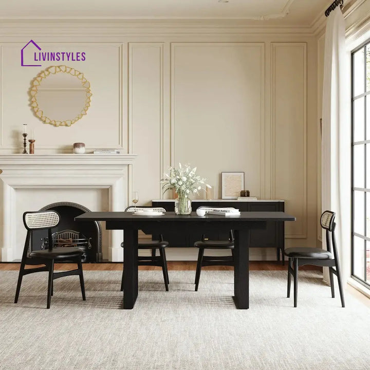 Sima Solid Wood Extendable Dining Table Set - 6 Seater Dining Table Set
