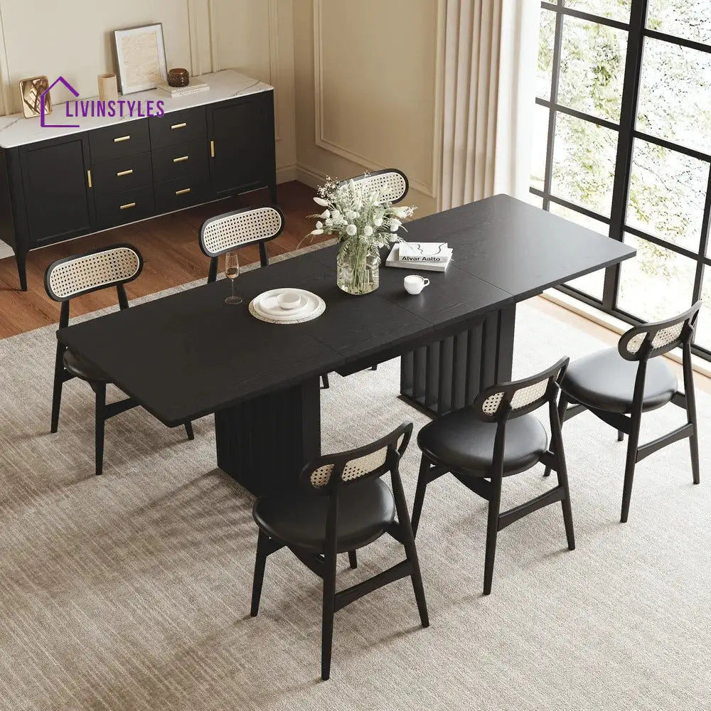 Sima Solid Wood Extendable Dining Table Set - 6 Seater Dining Table Set