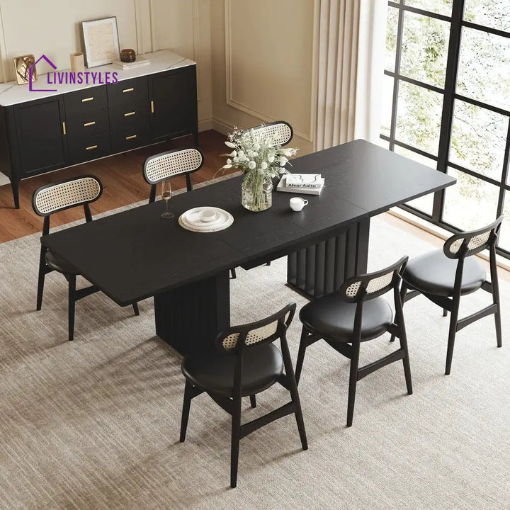 Sima Solid Wood Extendable Dining Table Set - 6 Seater Dining Table Set