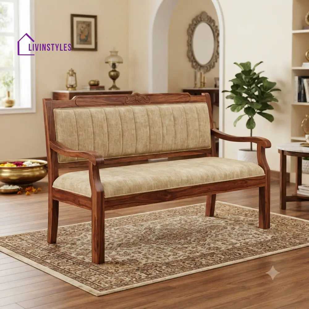 Simon Wooden Bench for Living Room | Bedroom | Extra Seating