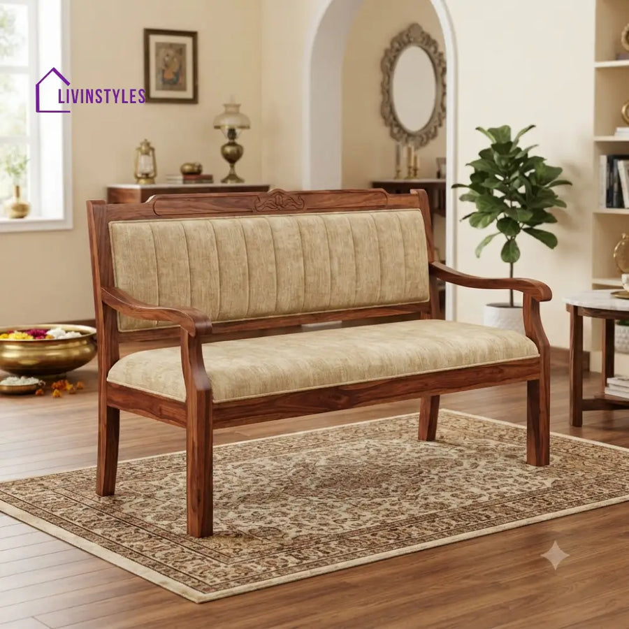 Simon Wooden Bench for Living Room | Bedroom | Extra Seating