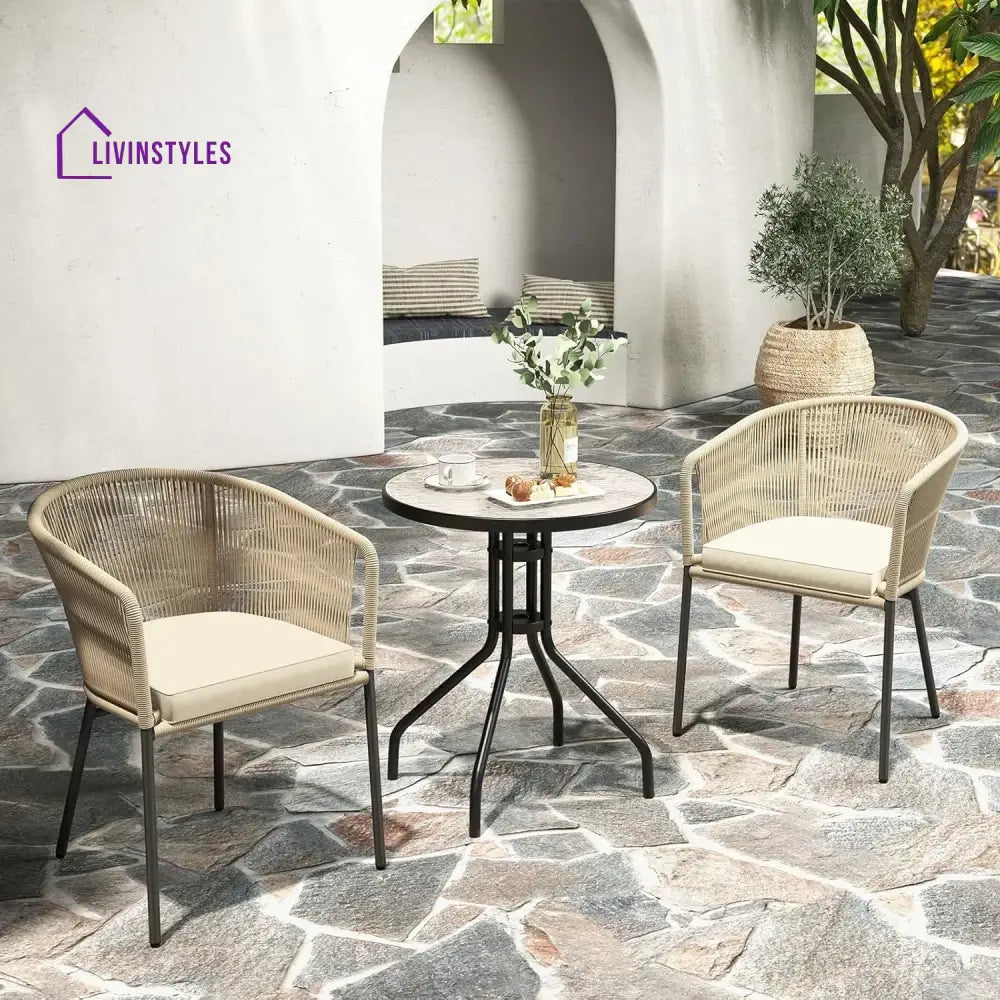 Simran 2-Piece Outdoor Rope Patio Dining Chairs - Dinning Chairs