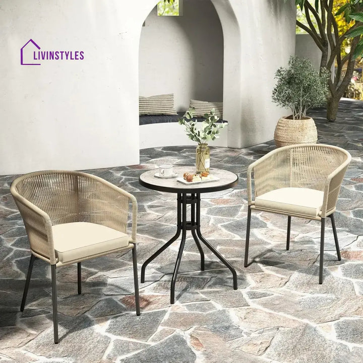Simran 2-Piece Outdoor Rope Patio Dining Chairs - Dinning Chairs