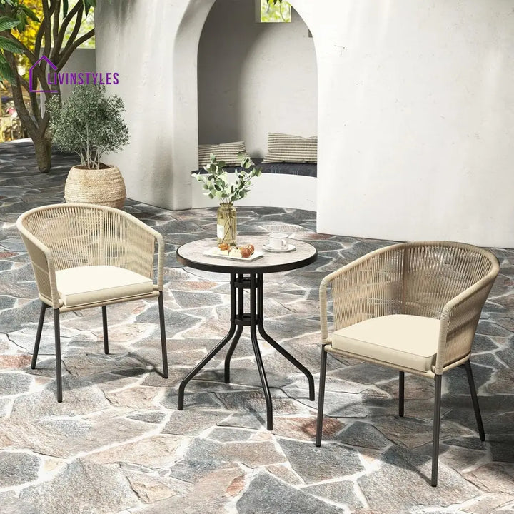 Simran 2-Piece Outdoor Rope Patio Dining Chairs - Dinning Chairs
