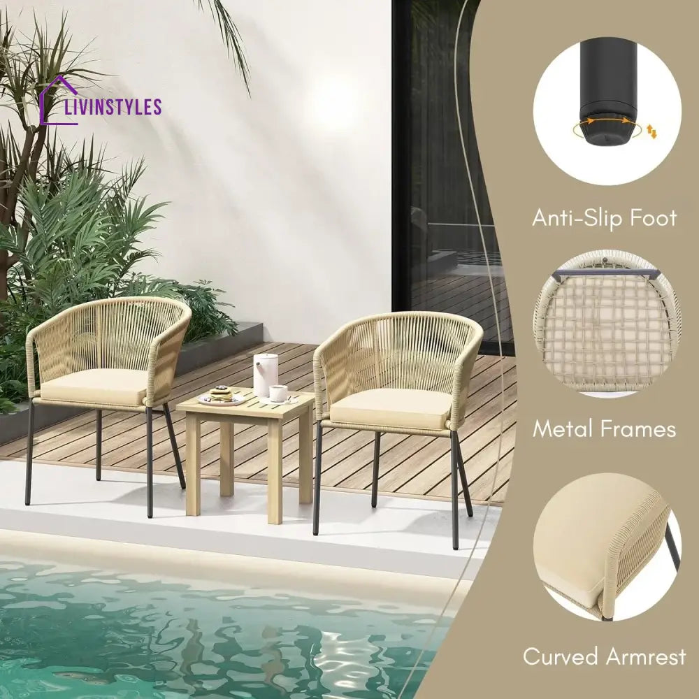 Simran 2-Piece Outdoor Rope Patio Dining Chairs - Dinning Chairs