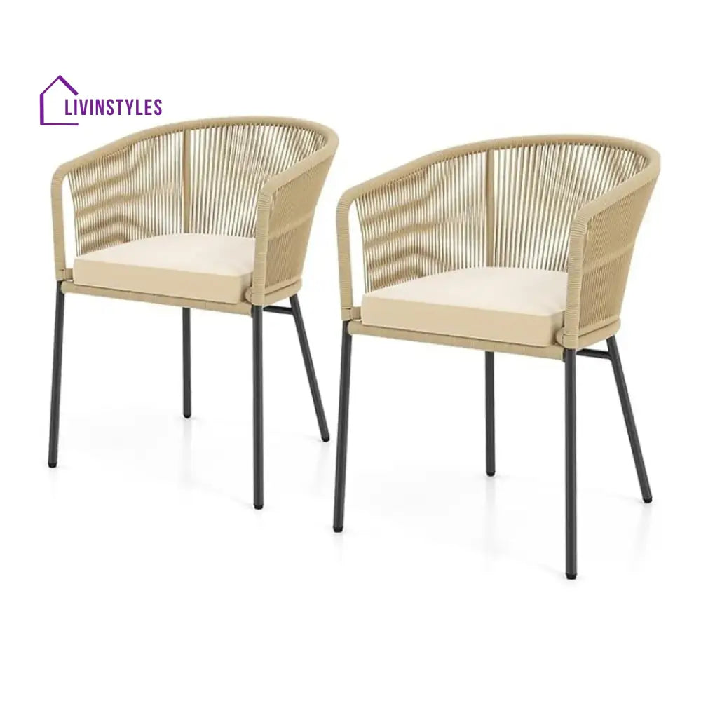 Simran 2-Piece Outdoor Rope Patio Dining Chairs - Dinning Chairs