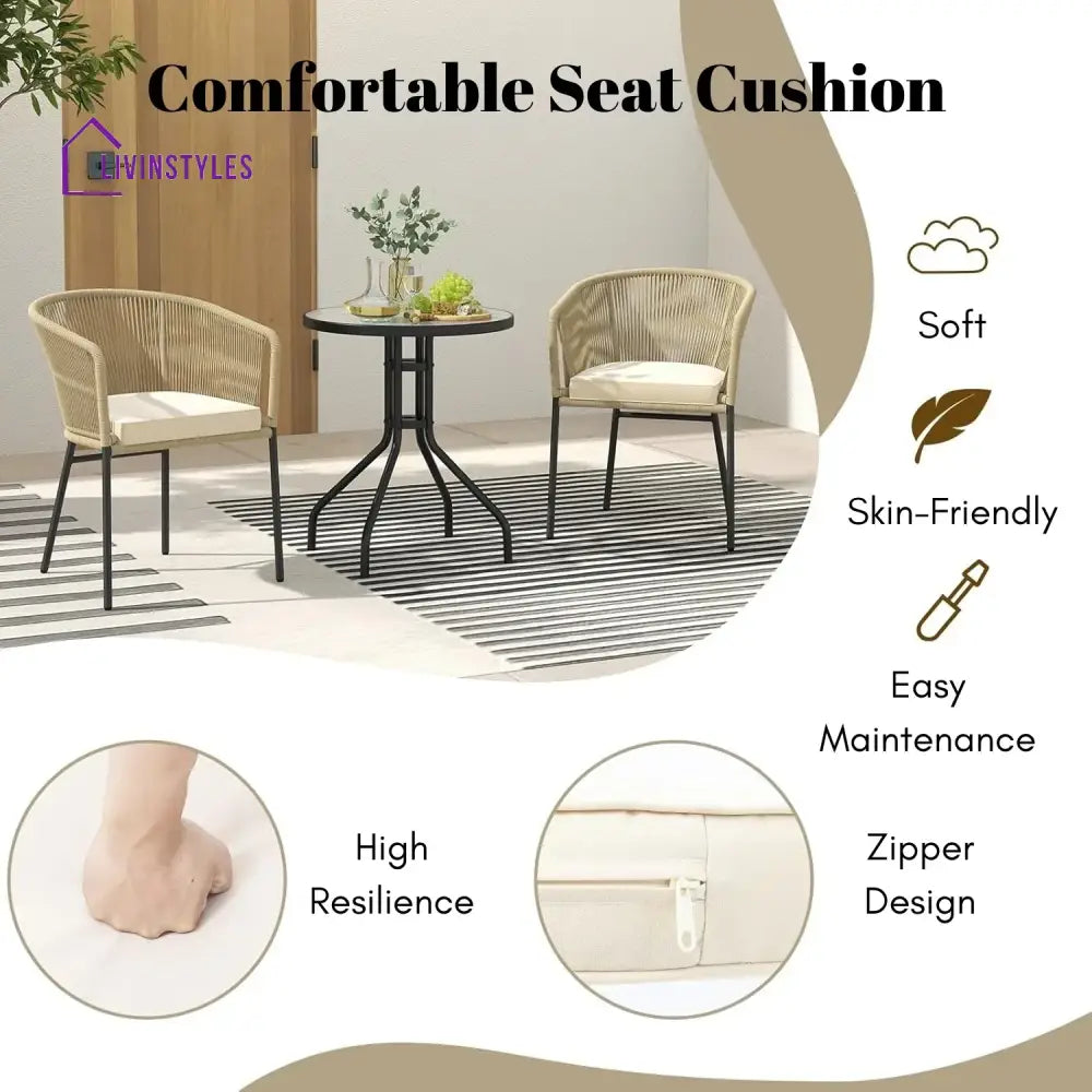 Simran 2-Piece Outdoor Rope Patio Dining Chairs - Dinning Chairs