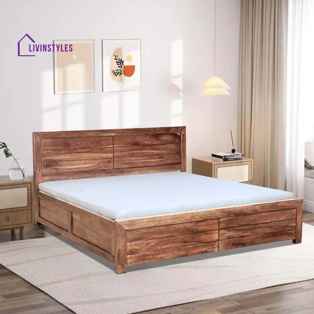 Moscow Indian Rosewood Hydraulic Storage Beds Queen / Natural Bedroom Furniture Sets