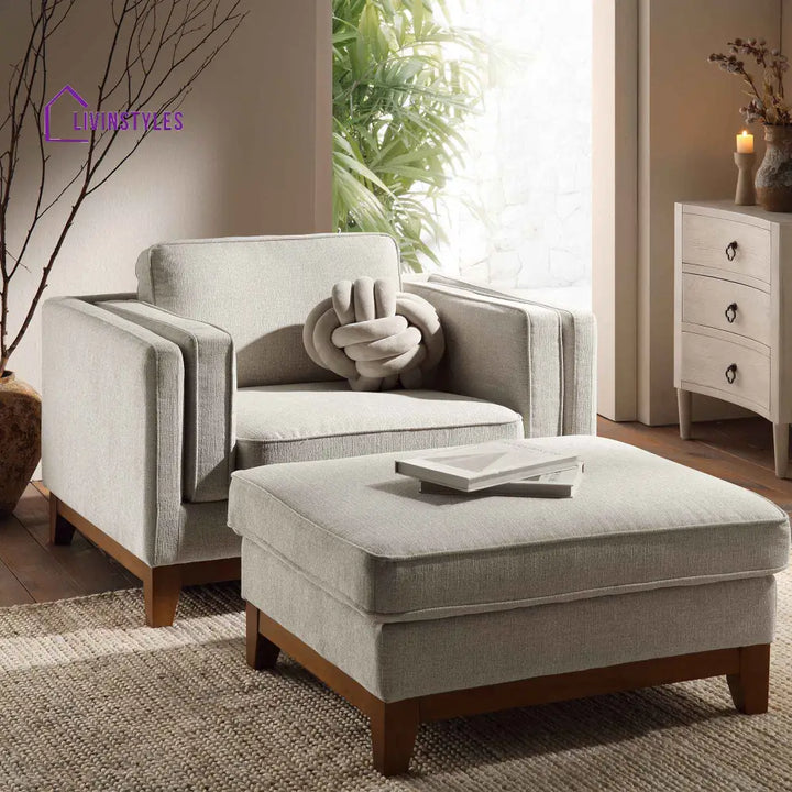 Dipley Oatmeal Fabric Sofa 1-Seater Armchairs