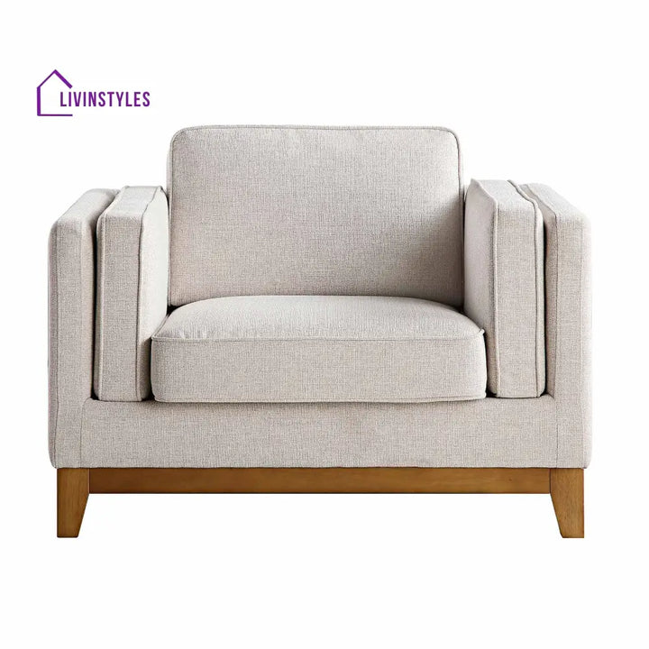 Dipley Oatmeal Fabric Sofa 1-Seater Armchairs