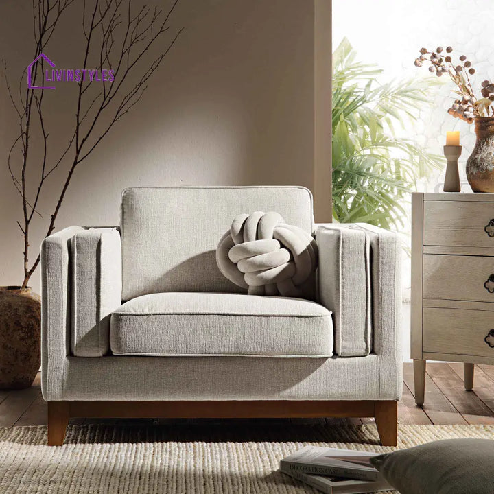 Dipley Oatmeal Fabric Sofa 1-Seater Armchairs