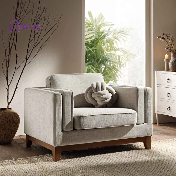 Dipley Oatmeal Fabric Sofa 1-Seater Armchairs