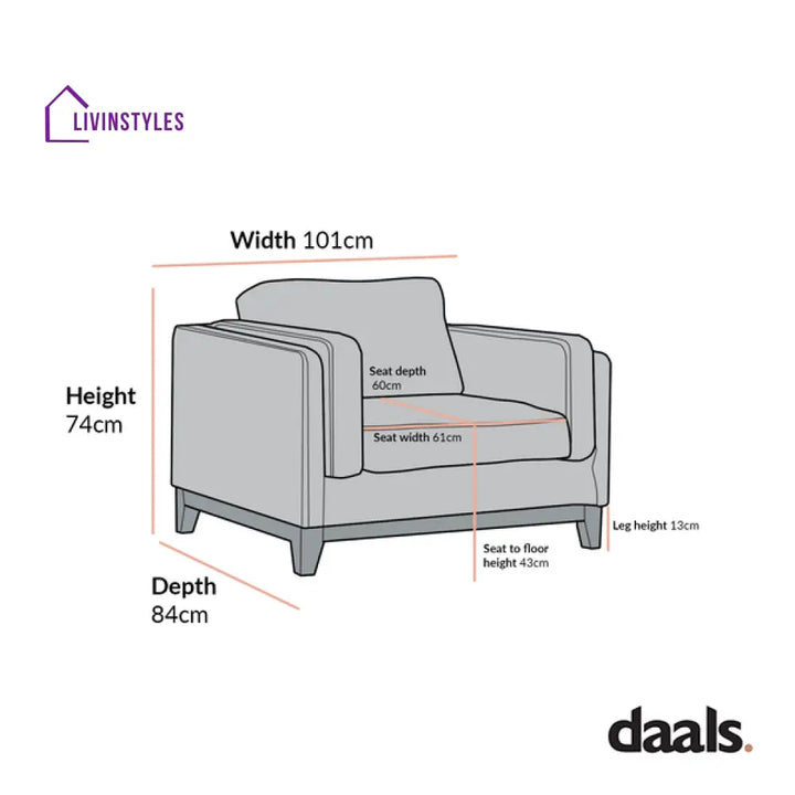 Dipley Oatmeal Fabric Sofa 1-Seater Armchairs