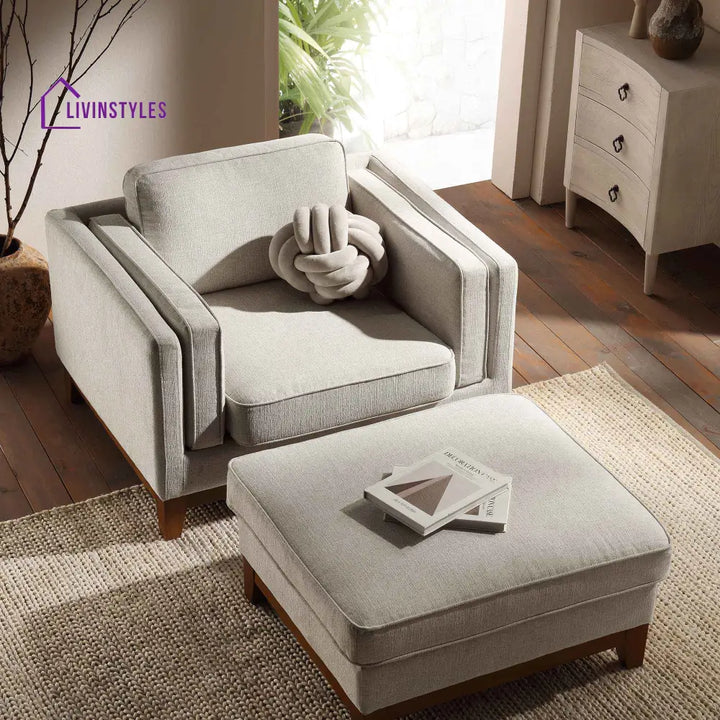 Dipley Oatmeal Fabric Sofa 1-Seater Armchairs