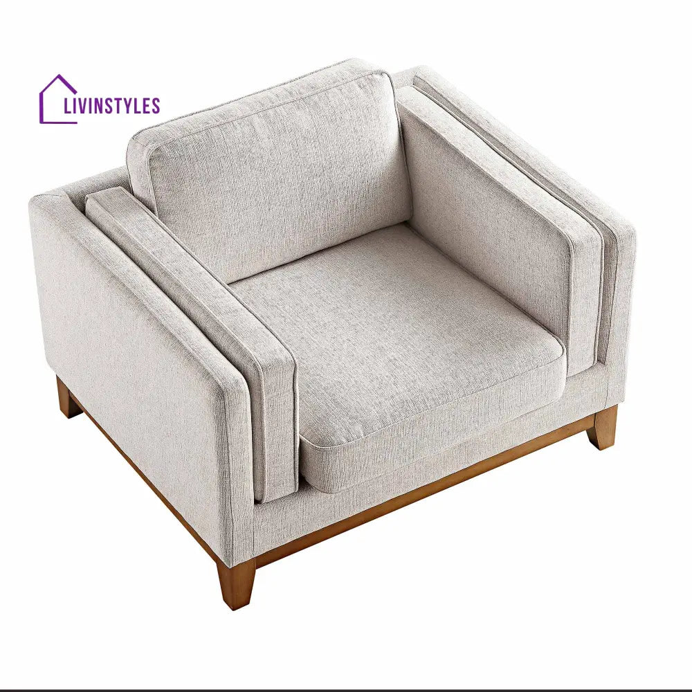 Dipley Oatmeal Fabric Sofa 1-Seater Armchairs