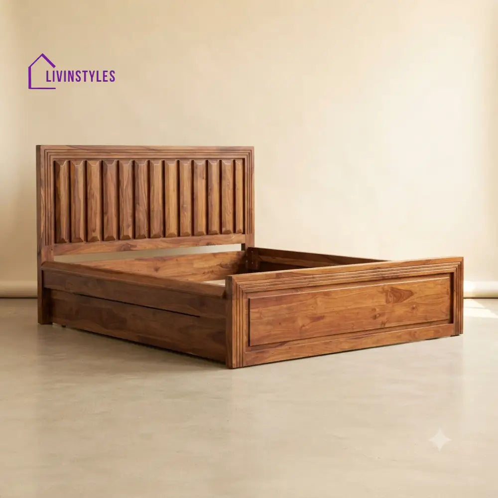 Sindhu Sheesham Wood Bed With Box Storage | Wooden Bed