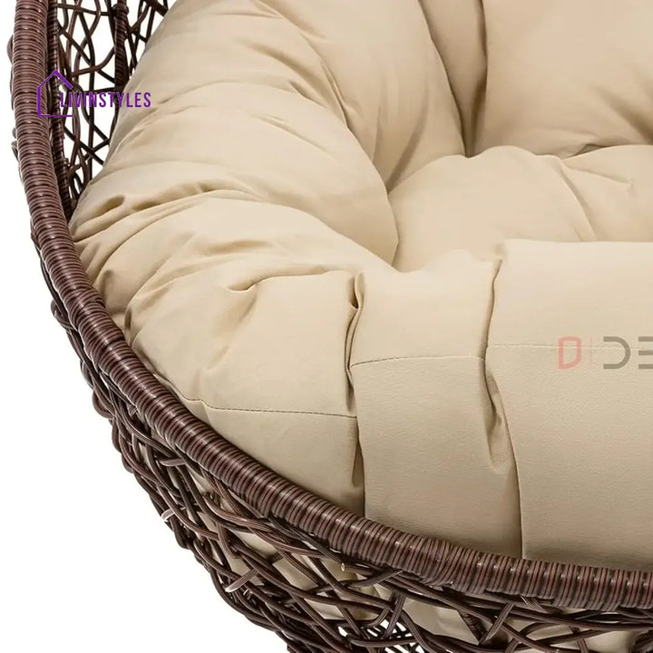 Single Seater Rattan & Wicker Swing (Brown & Cream) - Swing