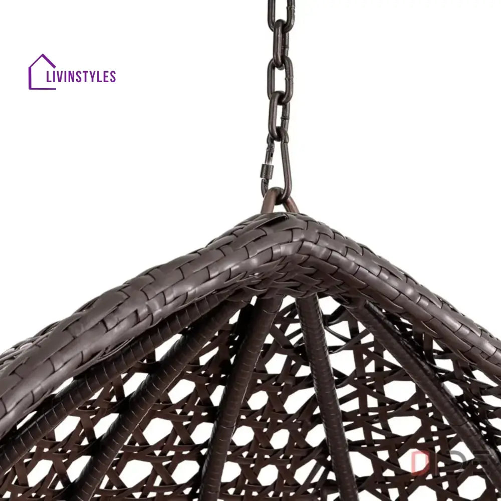 Single Seater Rattan & Wicker Swing (Dark Brown and Cream) Swing