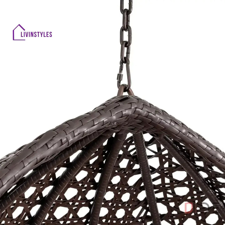 Single Seater Rattan & Wicker Swing (Dark Brown and Cream) Swing