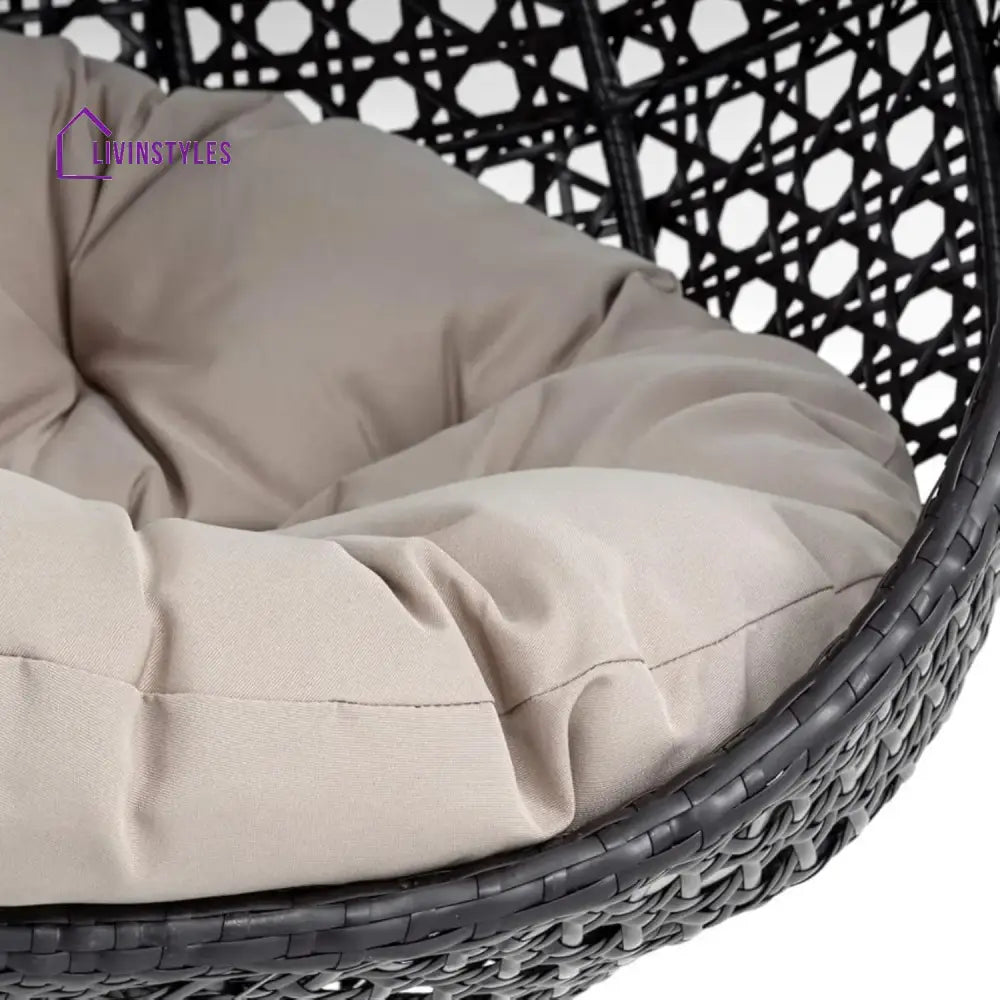 Single Seater Rattan & Wicker Swing (Dark Brown and Cream) Swing