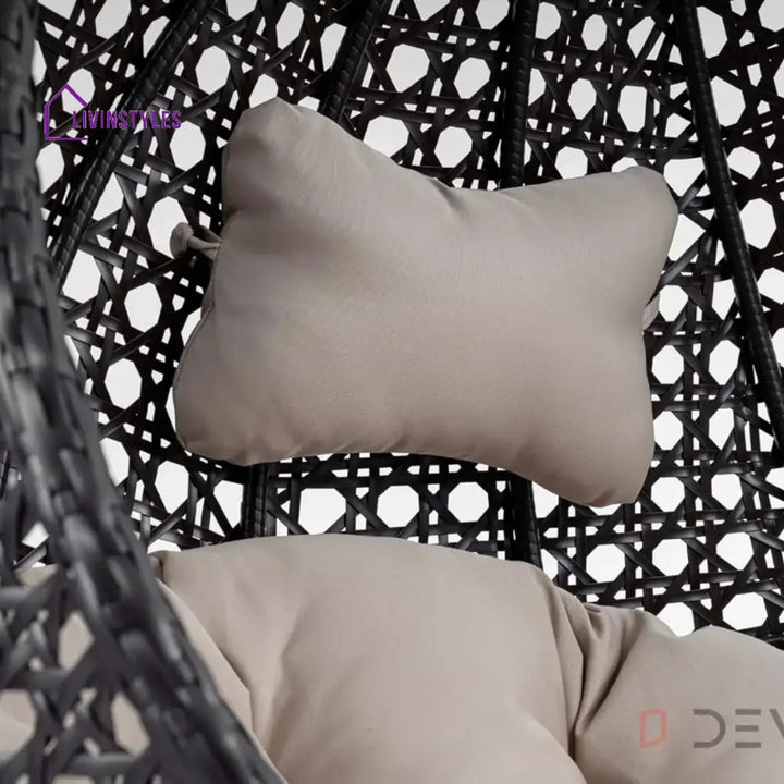 Single Seater Rattan & Wicker Swing (Dark Brown and Cream) Swing