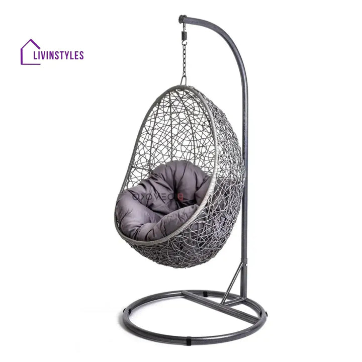 Single Seater Rattan & Wicker Swing (Grey) - Swing