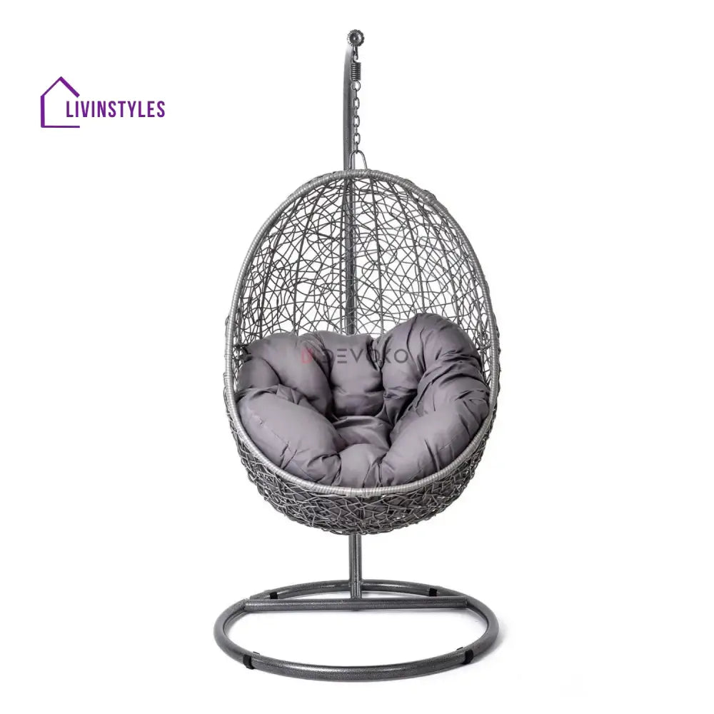 Single Seater Rattan & Wicker Swing (Grey) - Swing