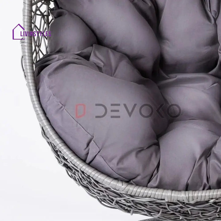 Single Seater Rattan & Wicker Swing (Grey) - Swing
