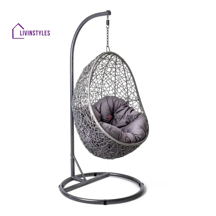 Single Seater Rattan & Wicker Swing (Grey) - Swing