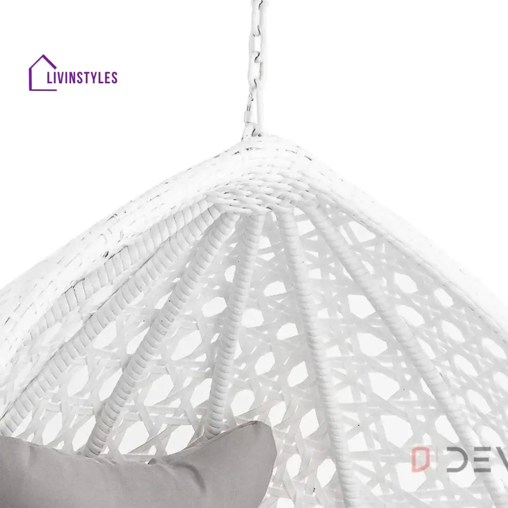 Single Seater Rattan & Wicker Swing (White & Grey) Swing