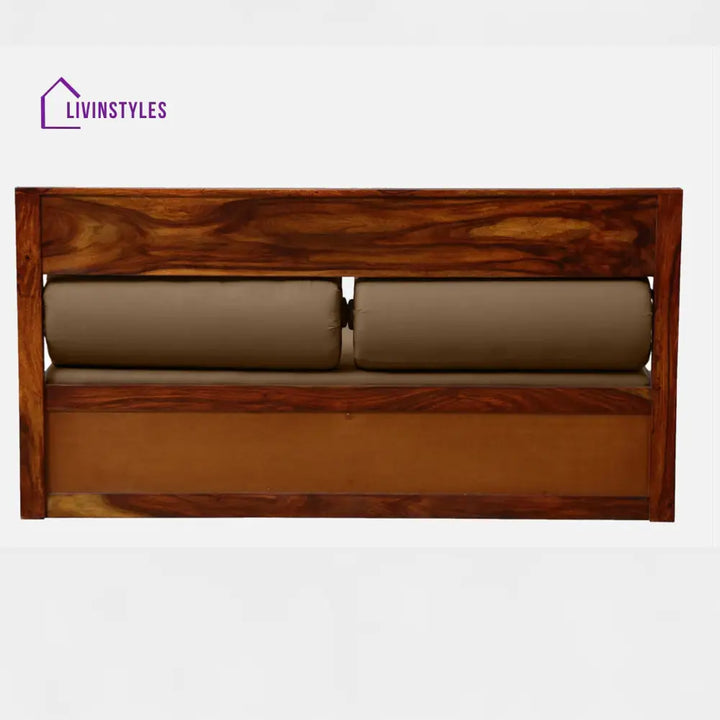 Siramika Sheesham Wood Pull Out Sofa Cum Bed In Honey Oak Finish