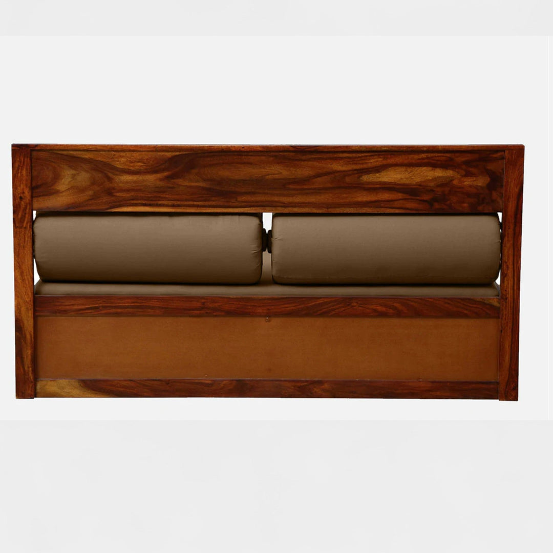 Siramika Sheesham Wood Pull Out Sofa Cum Bed In Honey Oak Finish